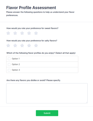 Flavor Profile Assessment Form Template