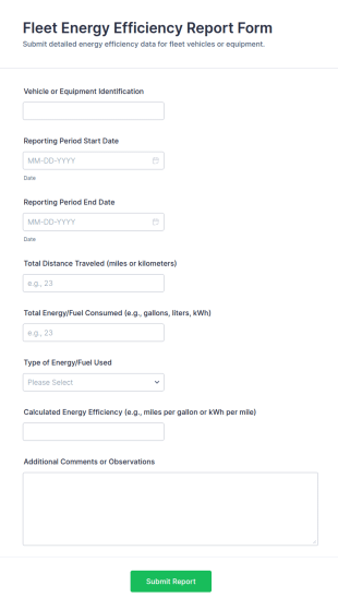 Fleet Energy Efficiency Report Form Template