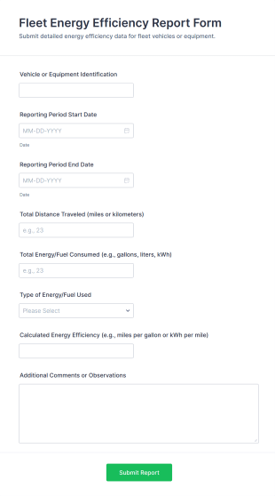 Fleet Energy Efficiency Report Form Template