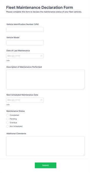 Fleet Maintenance Declaration Form Template