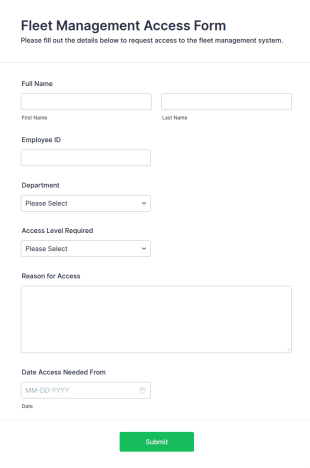 Fleet Management Access Form Template