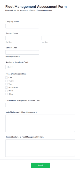Fleet Management Assessment Form Template