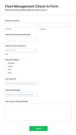 Fleet Management Check In Form Template