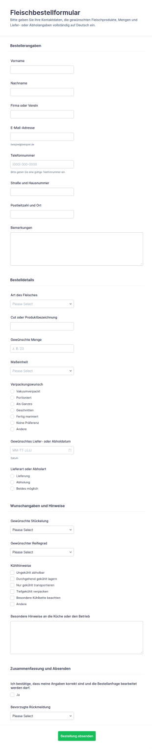 Fleischbestellformular 🥩