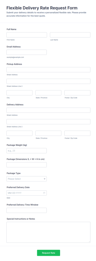 Flexible Delivery Rate Request Form Template
