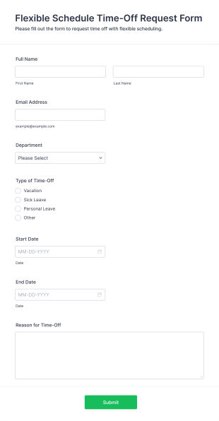Flexible Schedule Time Off Request Form Template