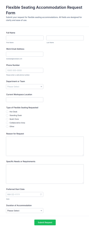 Flexible Seating Accommodation Request Form Template