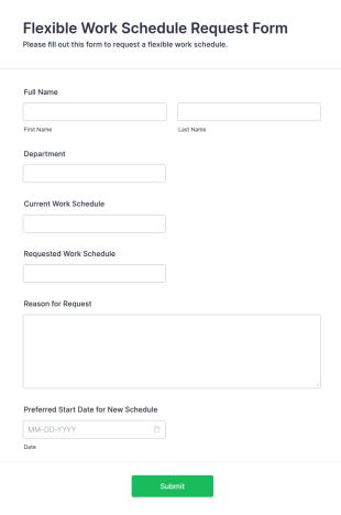 Flexible Work Schedule Request Form Template