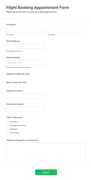 Flight Booking Appointment Form Template
