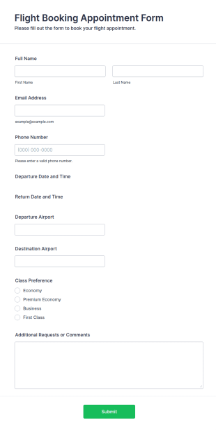 Flight Booking Appointment Form Template