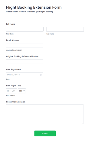 Flight Booking Extension Form Template