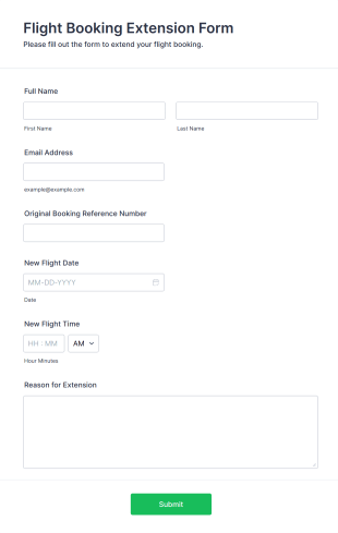 Flight Booking Extension Form Template