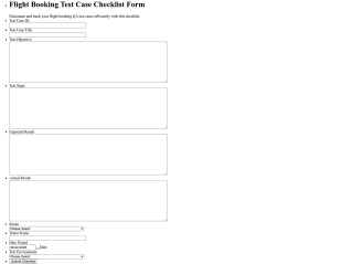Flight Booking Test Case Checklist Form Template
