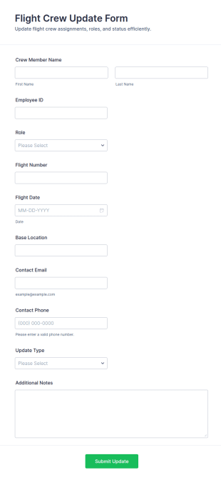 Flight Crew Update Form Template