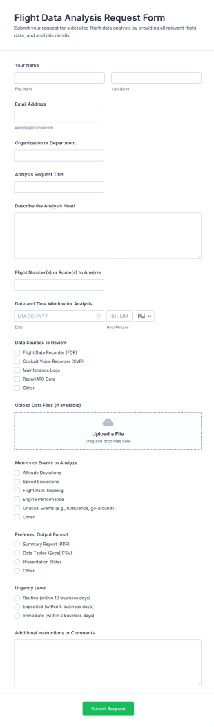 Flight Data Analysis Request Form Template