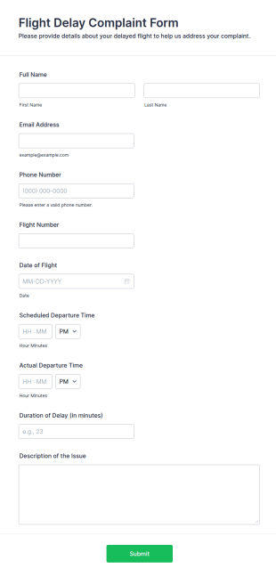 Flight Delay Complaint Form Template