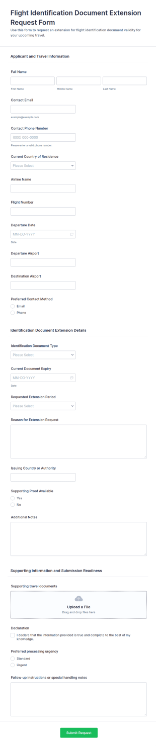 Flight Identification Document Extension Request Form Template