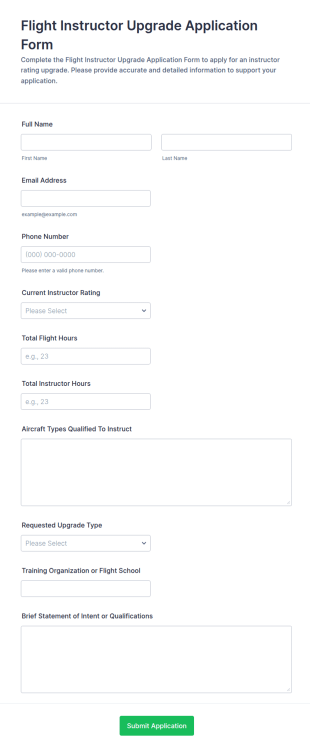 Flight Instructor Upgrade Application Form Template
