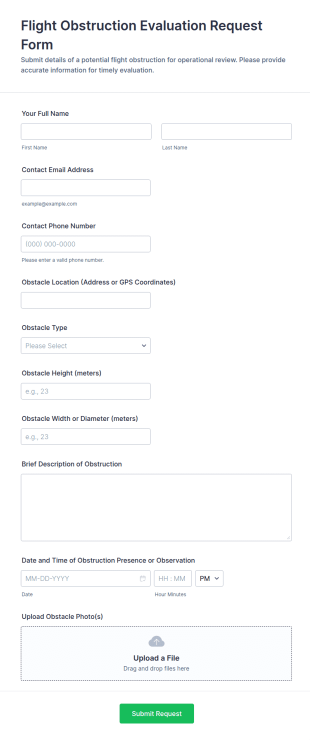 Flight Obstruction Evaluation Request Form Template