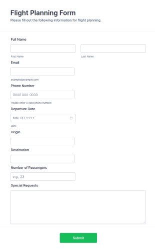 Flight Planning Form Template