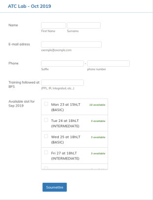 Flight School Training Registration Form Template