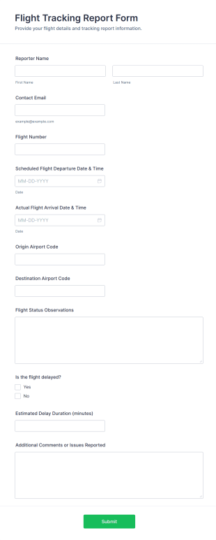 Flight Tracking Report Form Template
