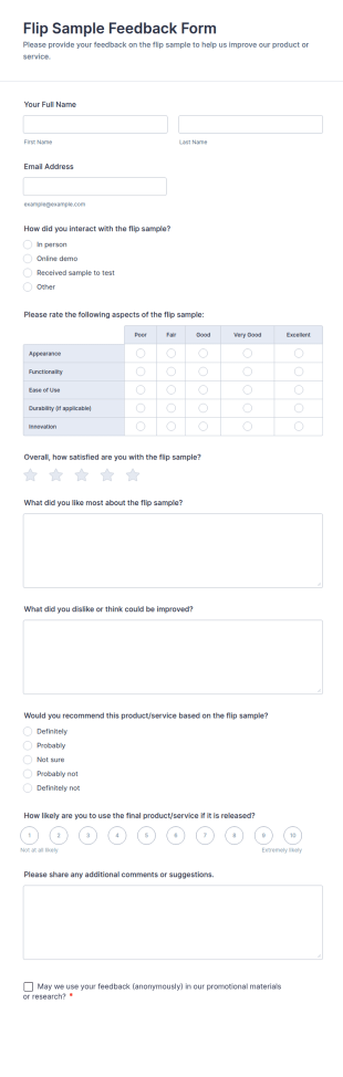 Flip Sample Feedback Form Template