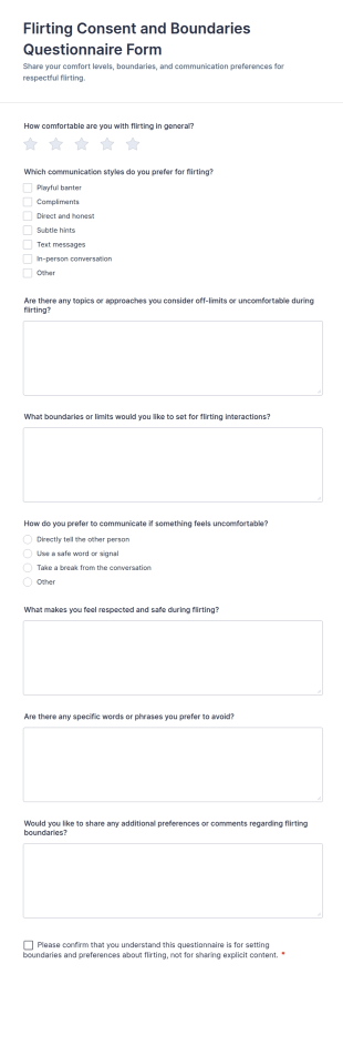 Flirting Consent And Boundaries Questionnaire Form Template