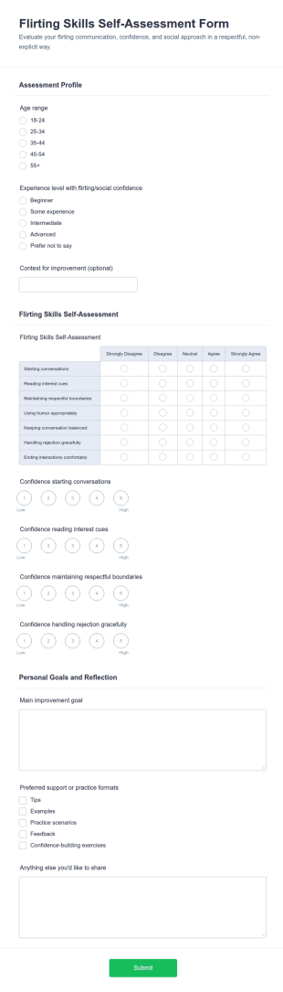 Flirting Skills Self Assessment Form Template