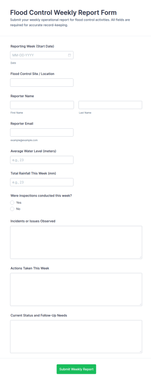 Flood Control Weekly Report Form Template
