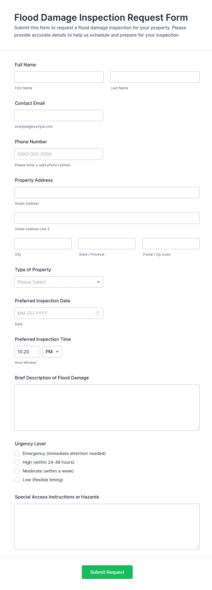 Flood Damage Inspection Request Form Template
