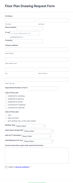 Floor Plan Drawing Request Form Template