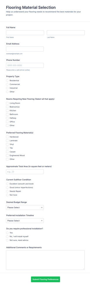 Flooring Material Selection Form Template
