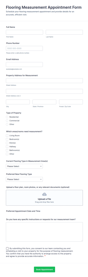 Flooring Measurement Appointment Form Template