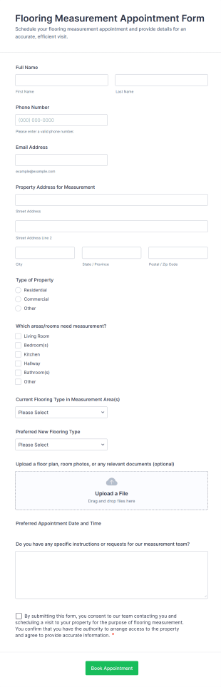 Flooring Measurement Appointment Form Template