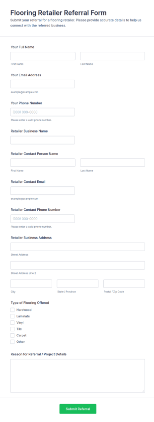 Flooring Retailer Referral Form Template