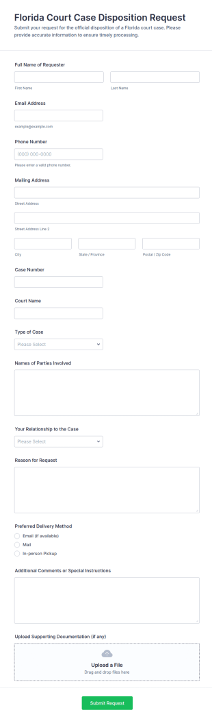 Florida Court Case Disposition Request Form Template