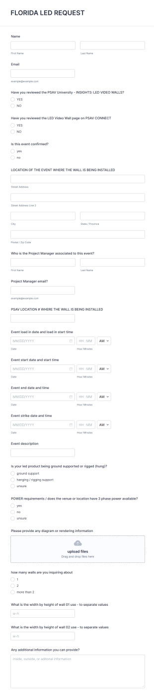 Florida LED Wall Request Form Template