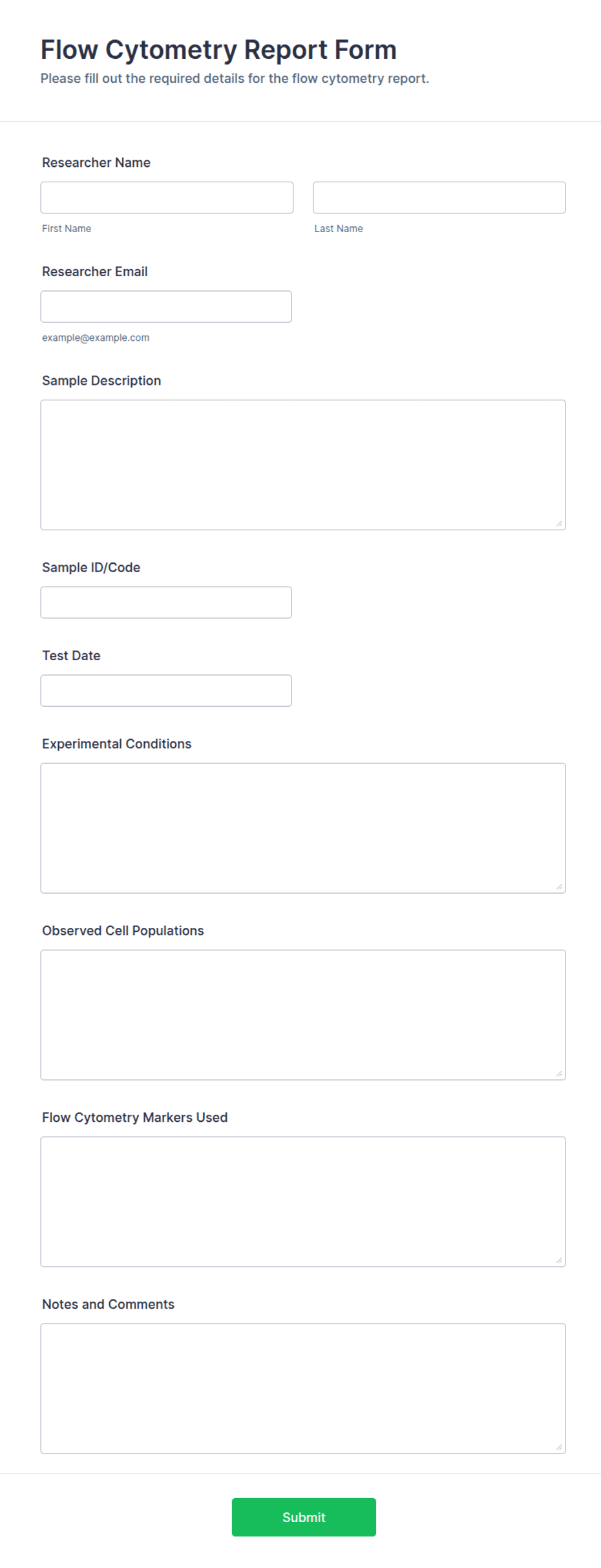 Flow Cytometry Report Form Template | Jotform