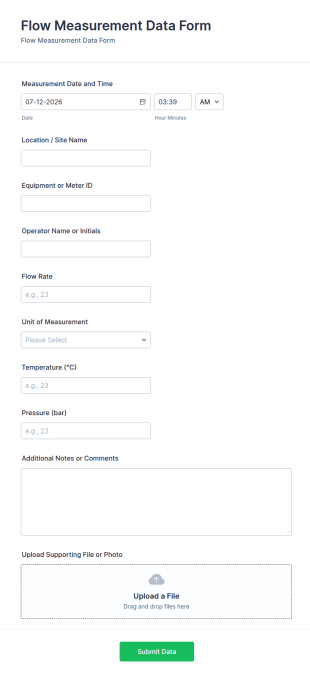 Flow Measurement Data Form Template