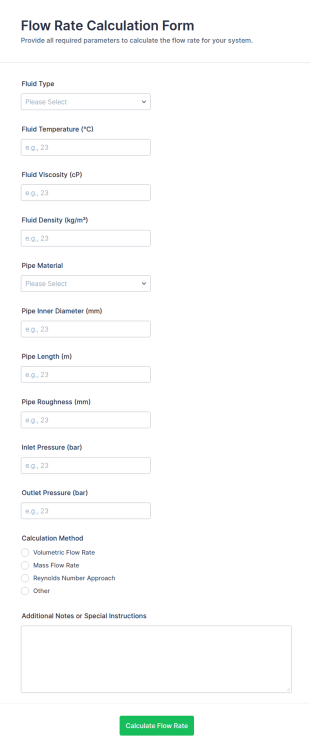 Flow Rate Calculation Form Template
