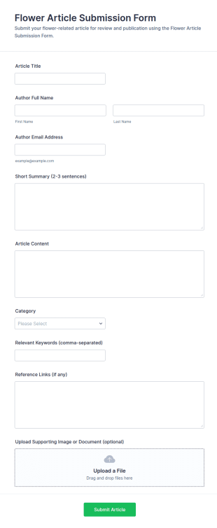 Flower Article Submission Form Template