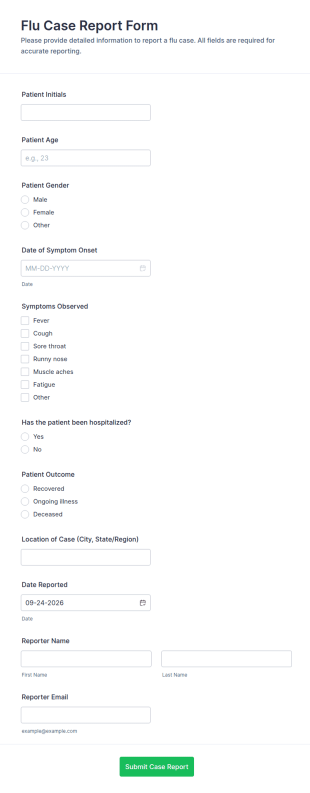 Flu Case Report Form Template