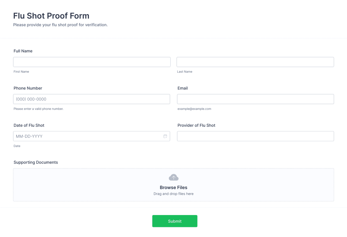 Flu Shot Proof Form Template | Jotform