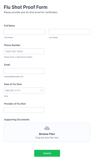 Flu Shot Proof Form Template