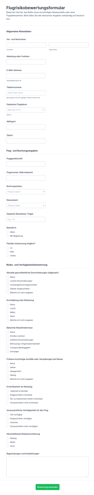 Flugrisiko Beurteilungsbogen