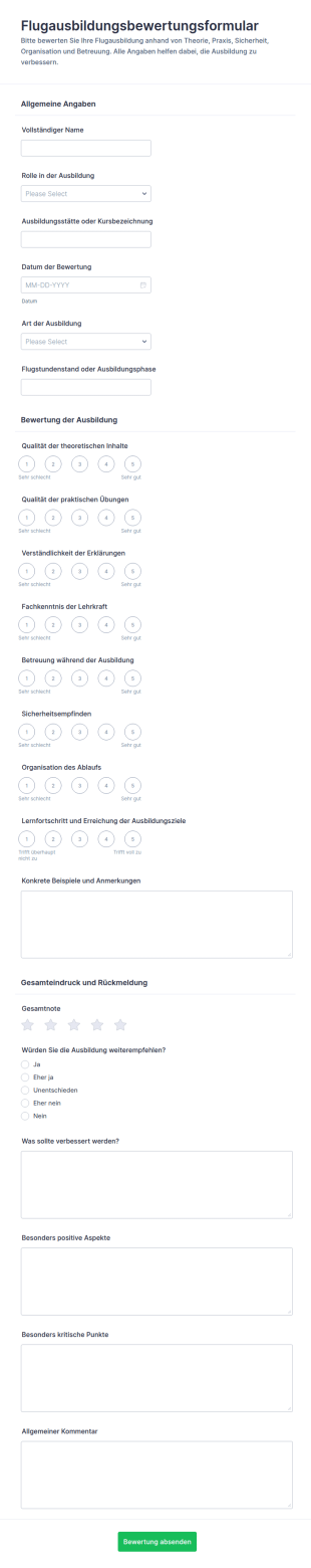 Flugschulung Bewertungssurvey