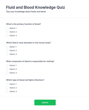 Fluid And Blood Knowledge Quiz Form Template