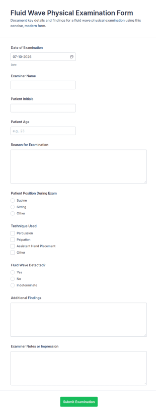 Fluid Wave Physical Examination Form Template