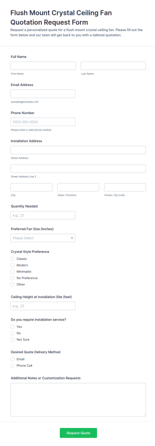 Flush Mount Crystal Ceiling Fan Quotation Request Form Template